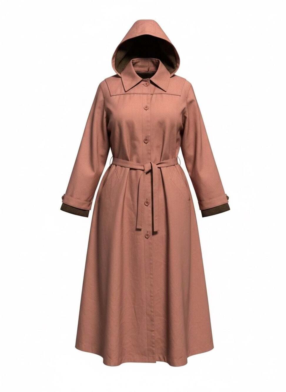 Vintage London Fog Maincoats Pink Hooded Trench Coat with Faux Fur Liner
A96